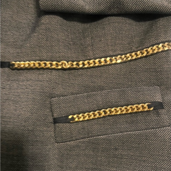 Ann Klein Women’s Dark Gray Pant Suit Size 14 Gold Chain Detailing EUC 2PC - Picture 7 of 11